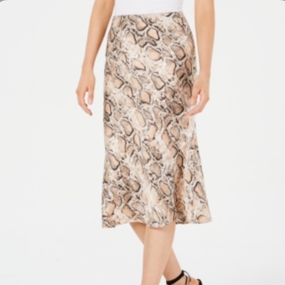 NWT LUCY PARIS Snake Print Midi Skirt Brown Large